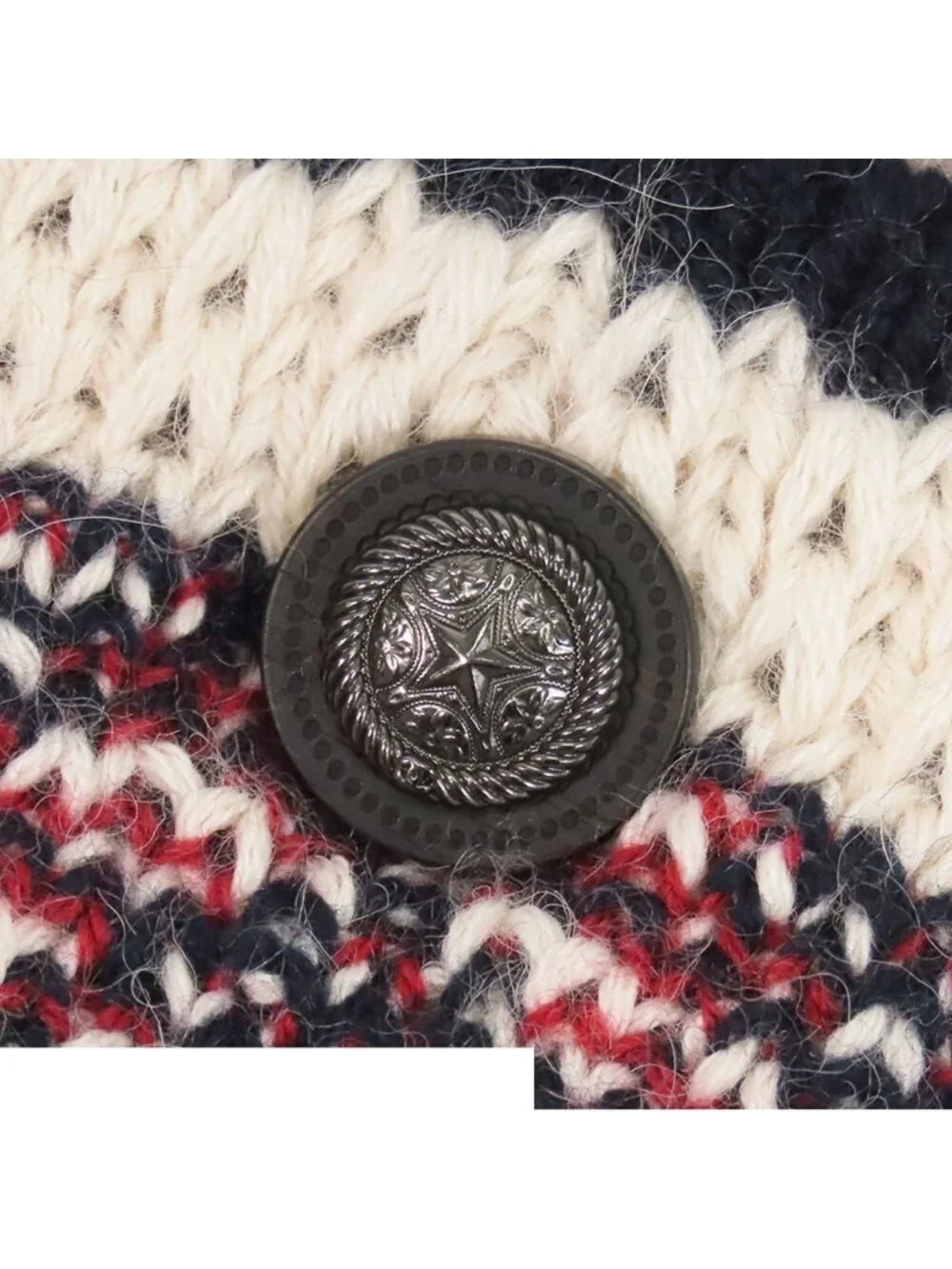 Chanel Knit Dress Navy Ivory Red Alpaca Wool Cashmere Sleeveless Neck 42